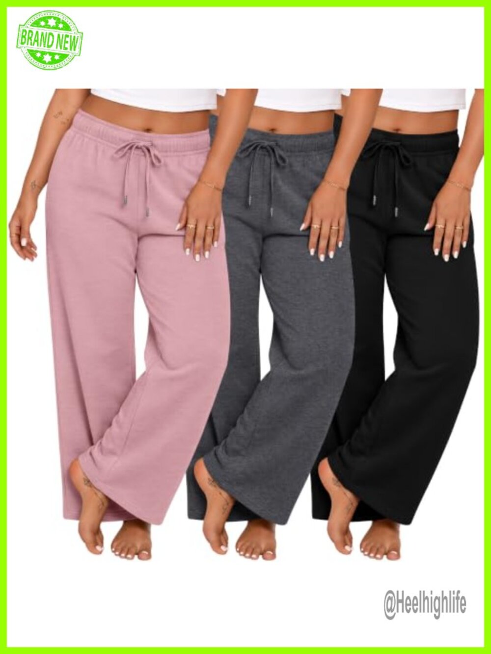 Wide Leg Lounge Trousers Plus Size Polyester Cotton Spandex Pull On